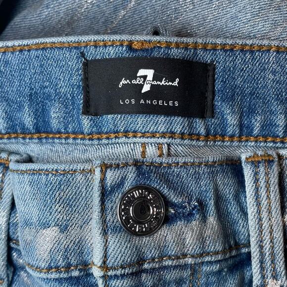 7 FOR ALL MANKIND RARE FADED Y2K HIGH RISE BERMUDA SHORTS BLUE- 28 - Picture 4 of 8